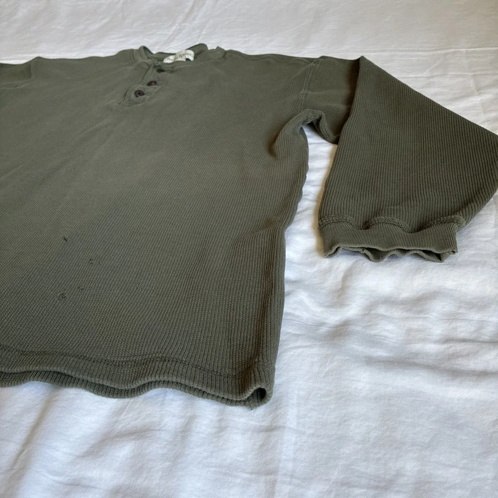 Banana Republic Shirt Mens L Waffle Knit Thermal Henley Long Sleeve Y2K Cotton